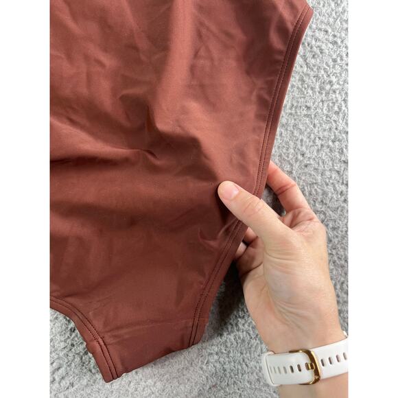 Kona Sol Swimsuit Women Large Brown Padded Accent One Piece Medium Coverage NWOT - Picture 9 of 11